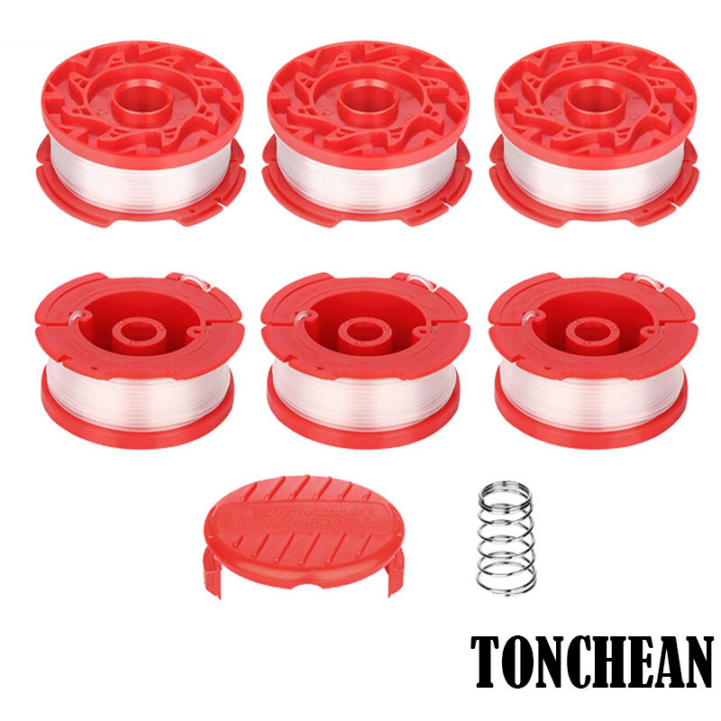 CA Hilo de nailon para recortadora, carrete de 0,065", cabezal de nailon, hilo de corte, carrete CMZST065 CMZST120SC, juego de 6 + 1 + 1 piezas TONCHEAN