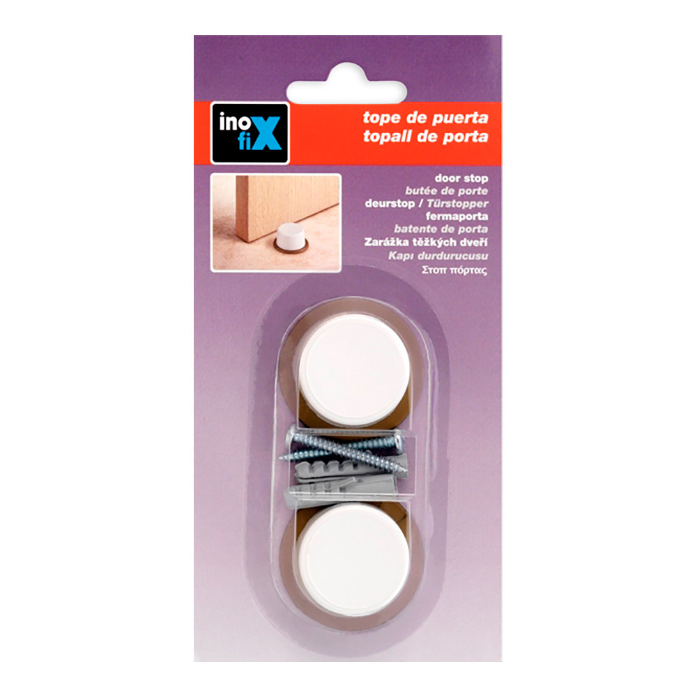 tope de puerta con tornillo blanco (blister 2 unid.) inofix