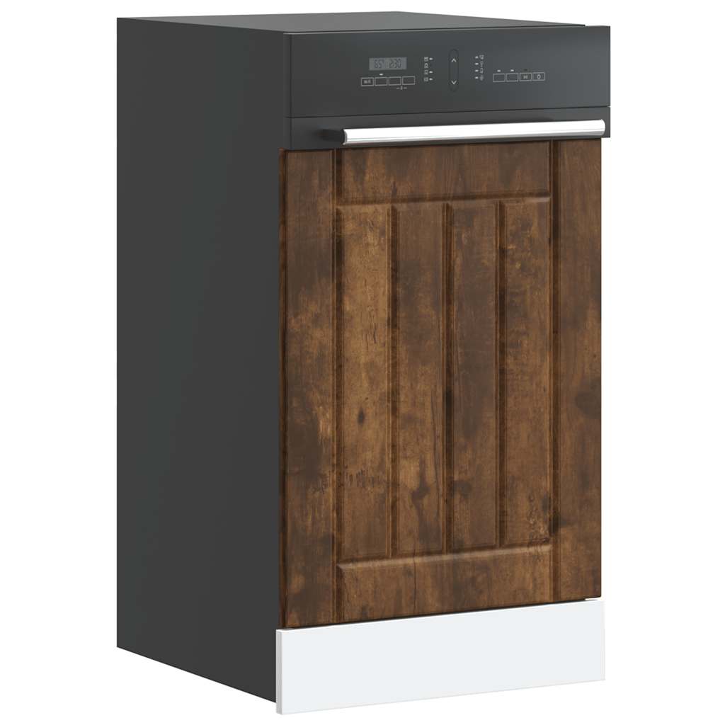 vidaXL Panel lavavajillas Lucca madera contrachapada en color Blanco brillante/Marrón roble/Roble artisan y más