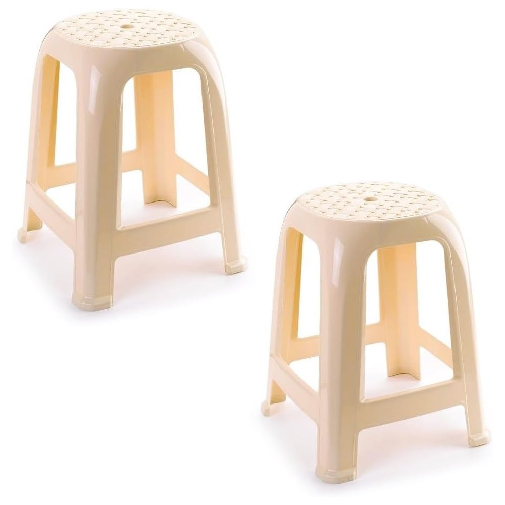2X Taburete Silla de plástico Asiento apilable Banco jardín Camping Playa Fabricado en españa (2X) coshano
