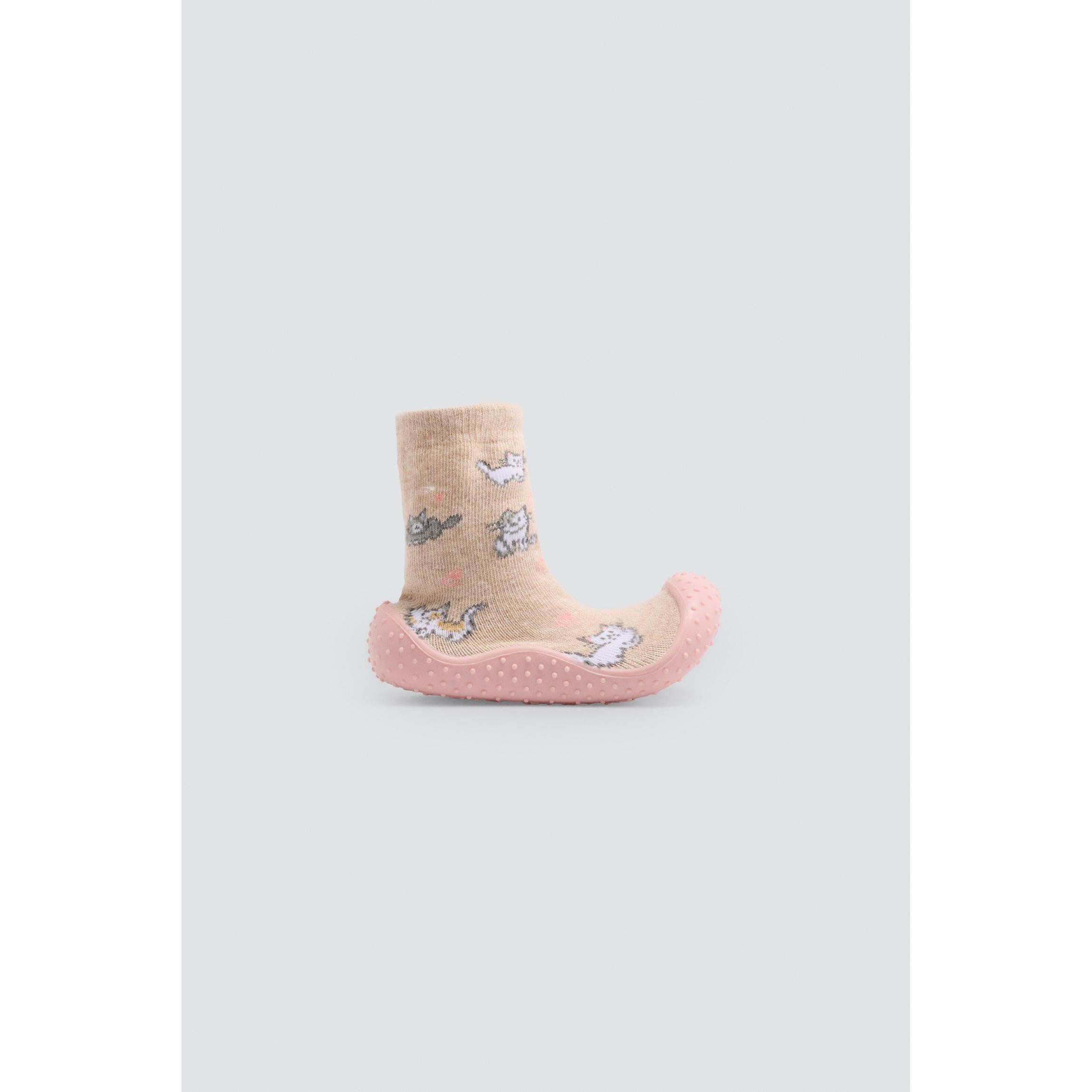 Ysabel Mora - Zapatillas calcetín bebé niña algodón estampado gatitos