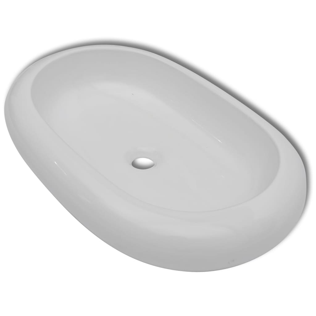 vidaXL Lavabo de Baño Moderno Ovalado de Cerámica Brillante Lavamanos Color Negro, Blanco, y mas