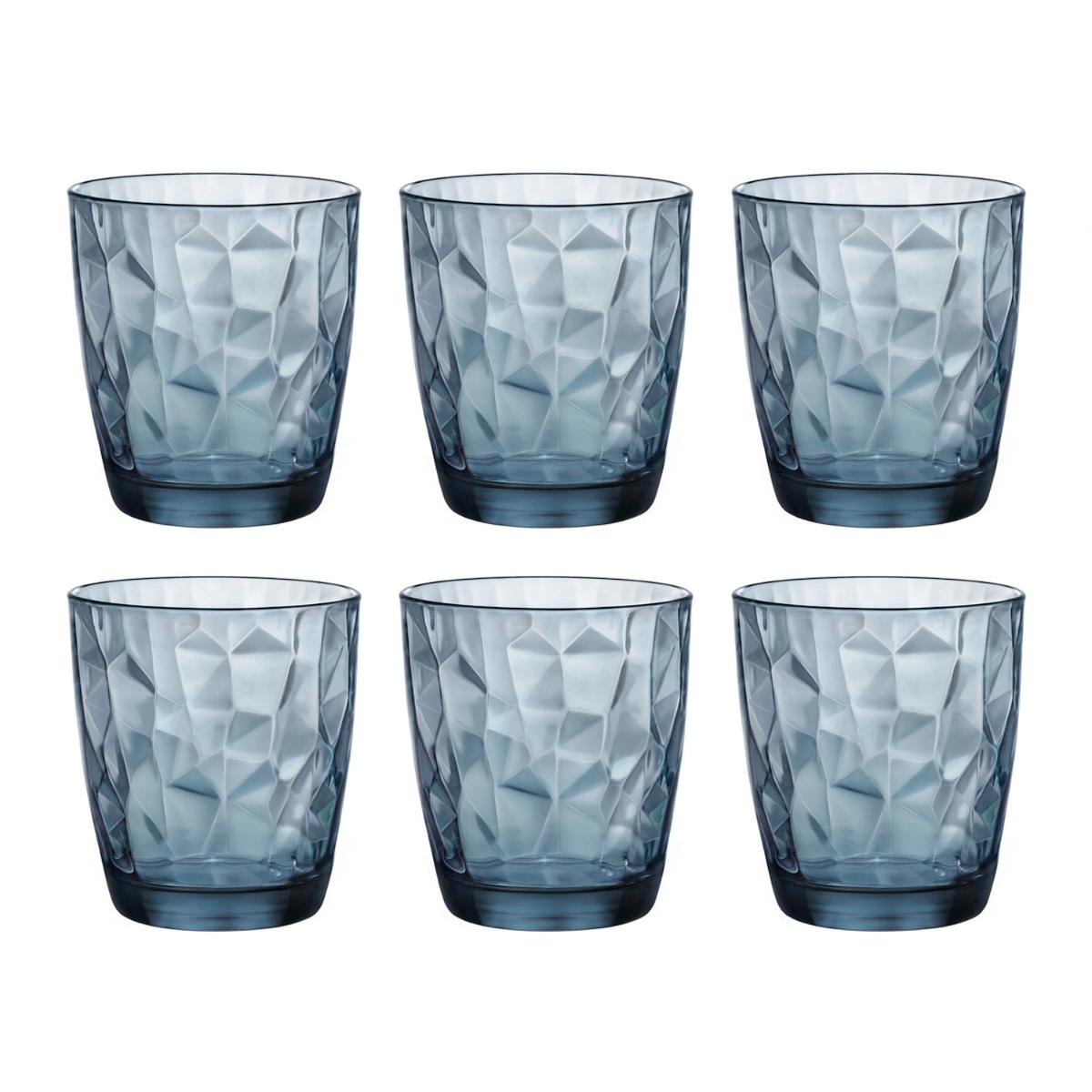BORMIOLI ROCCO DIAMOND 6 Vaso Bajo Vidrio 30CL Transparente Con relieve Fabricado en Italia Ecológico