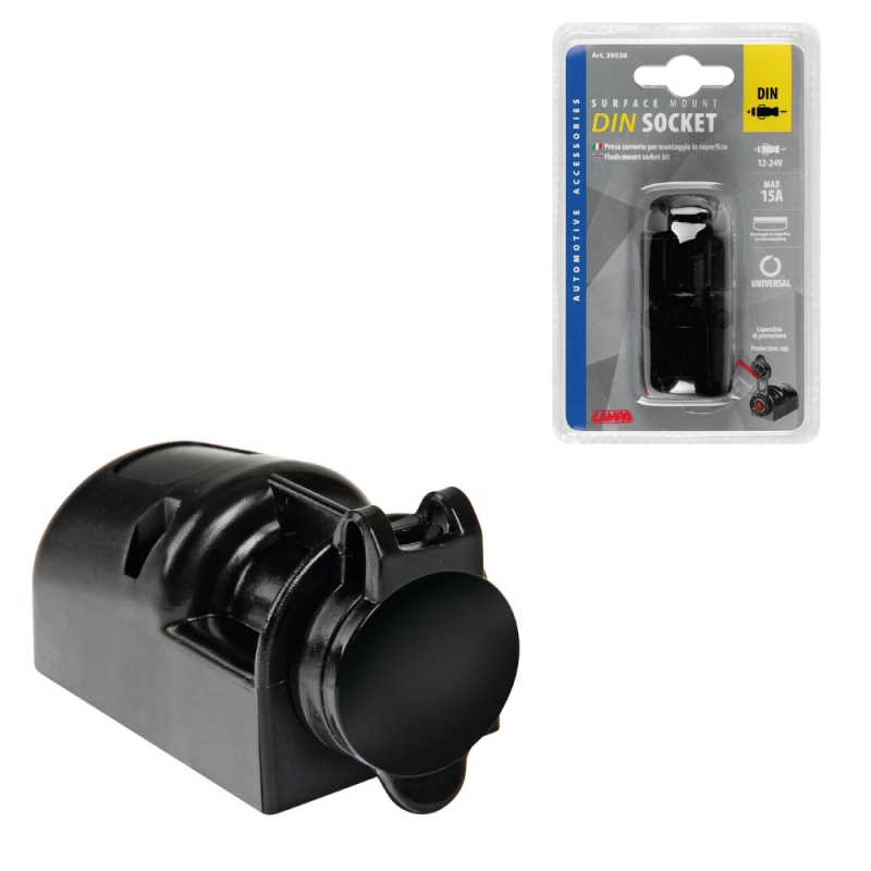 Meche plug socket with cover ro ext-5 din max 15a 12/24v lam39026