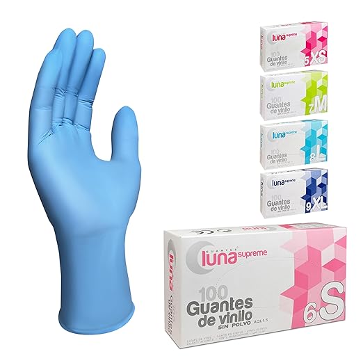 MUNTRADE Guantes Vinilo 100 unidades | Guantes Desechables Transparentes Sin Polvo y Sin Látex