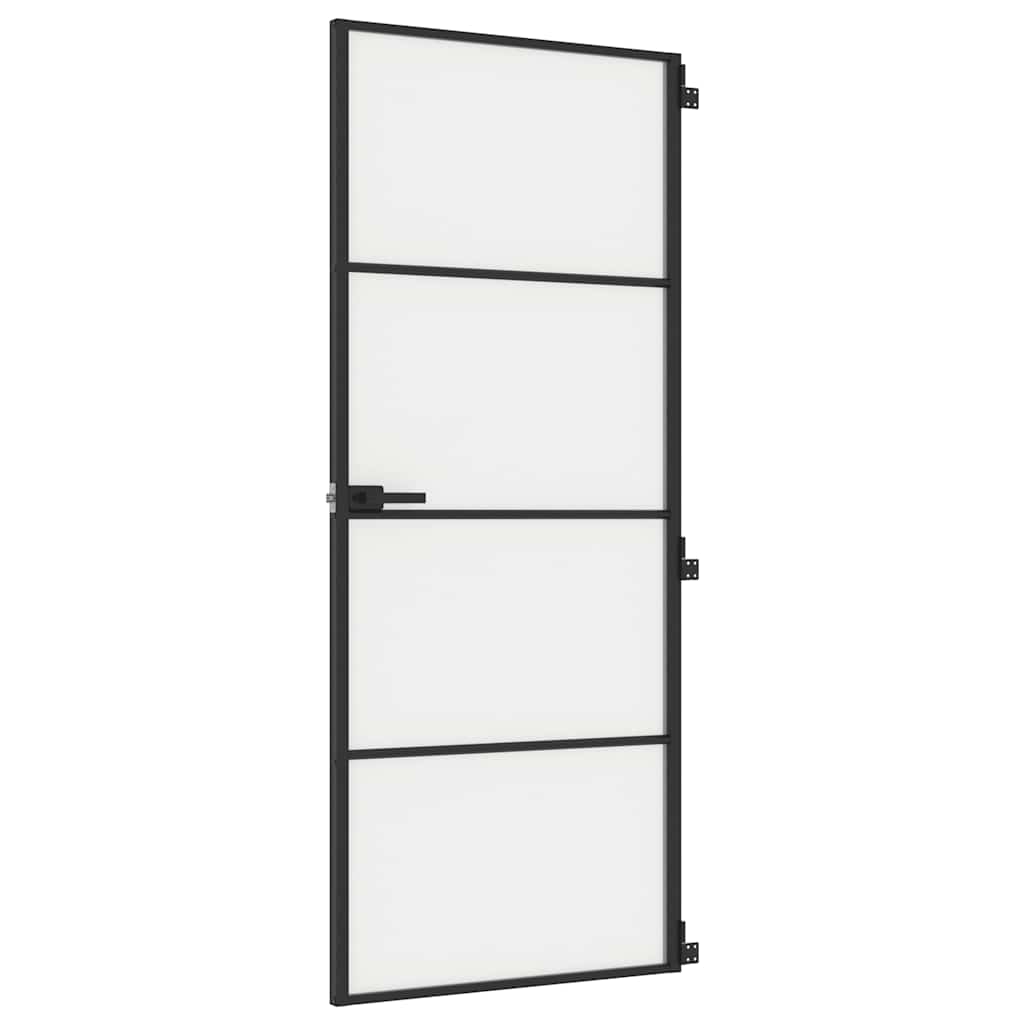 vidaXL Puerta interior delgada negra vidrio y aluminio 83x201,5 cm