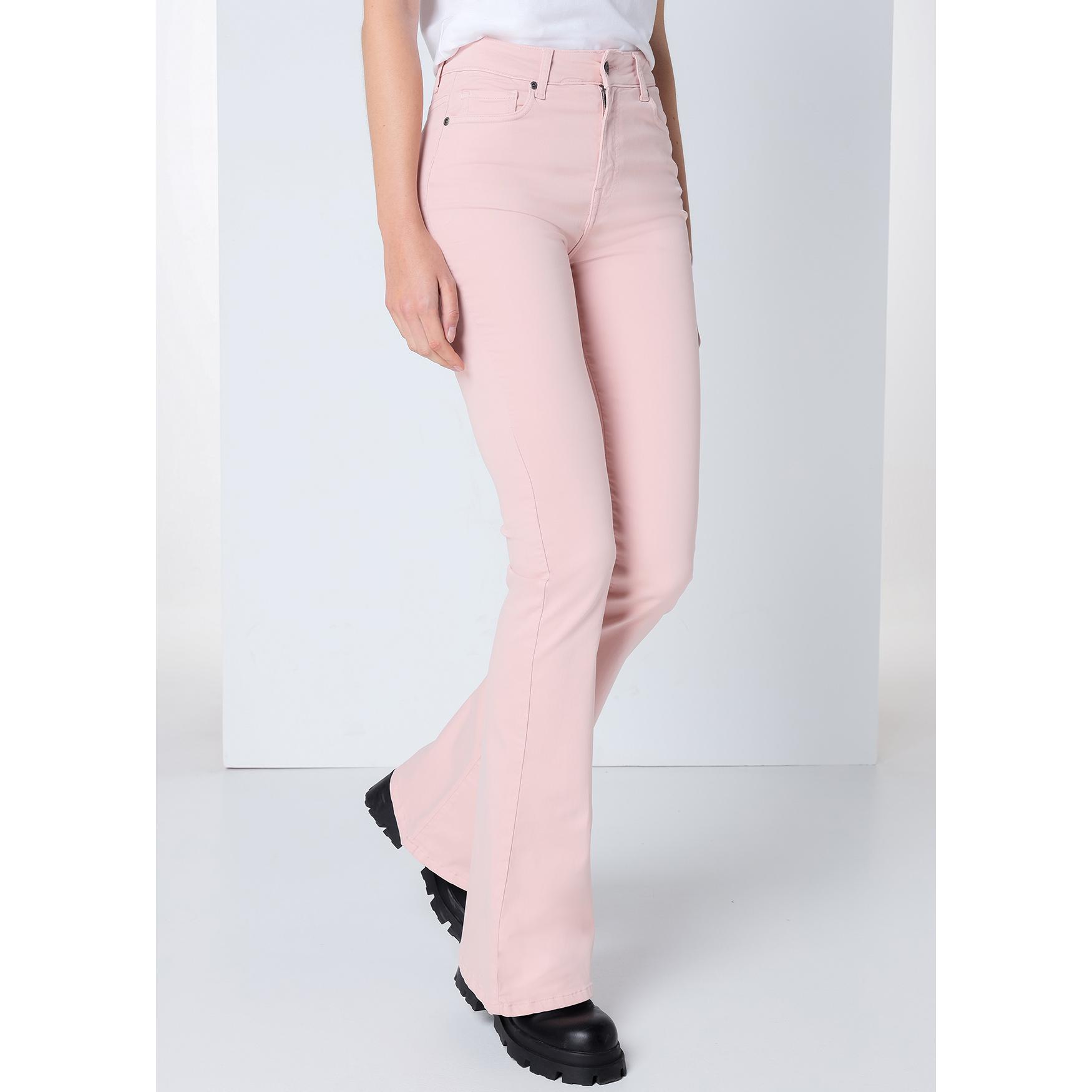 CIMARRON - CARLA HELEN - Pantalon color cintura muy alta - Flare - Tiro largo- Tallaje en Pulgadas