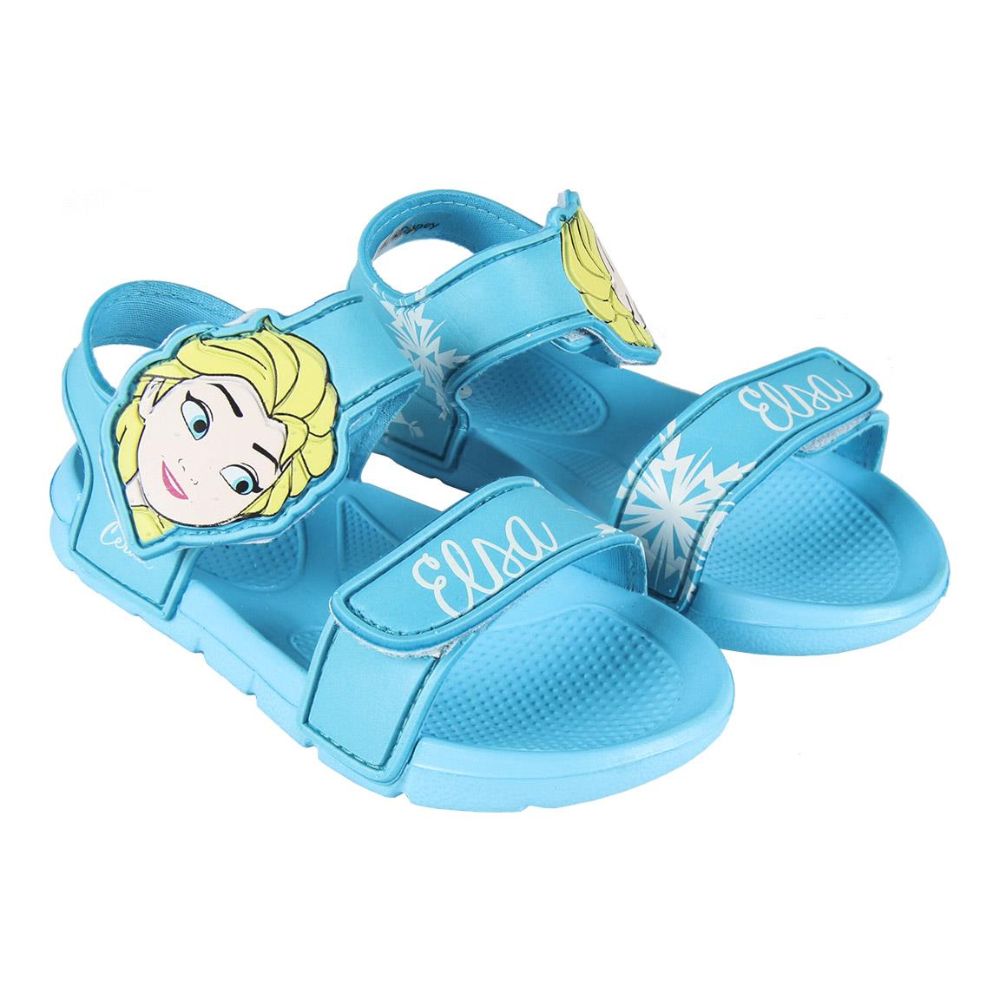 Disney Frozen Cerdá Sandalias Niña Azul con Tira de Velcro y Detalle Estampado Oficial y Original