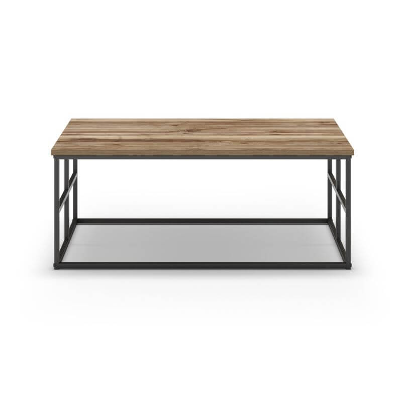 MOBELCENTER - Mesa de Centro Laila 100x60 cm, Sobre de Melamina Color Kemence y Estructura Negro, Ideal para Sala de Estar (1508)