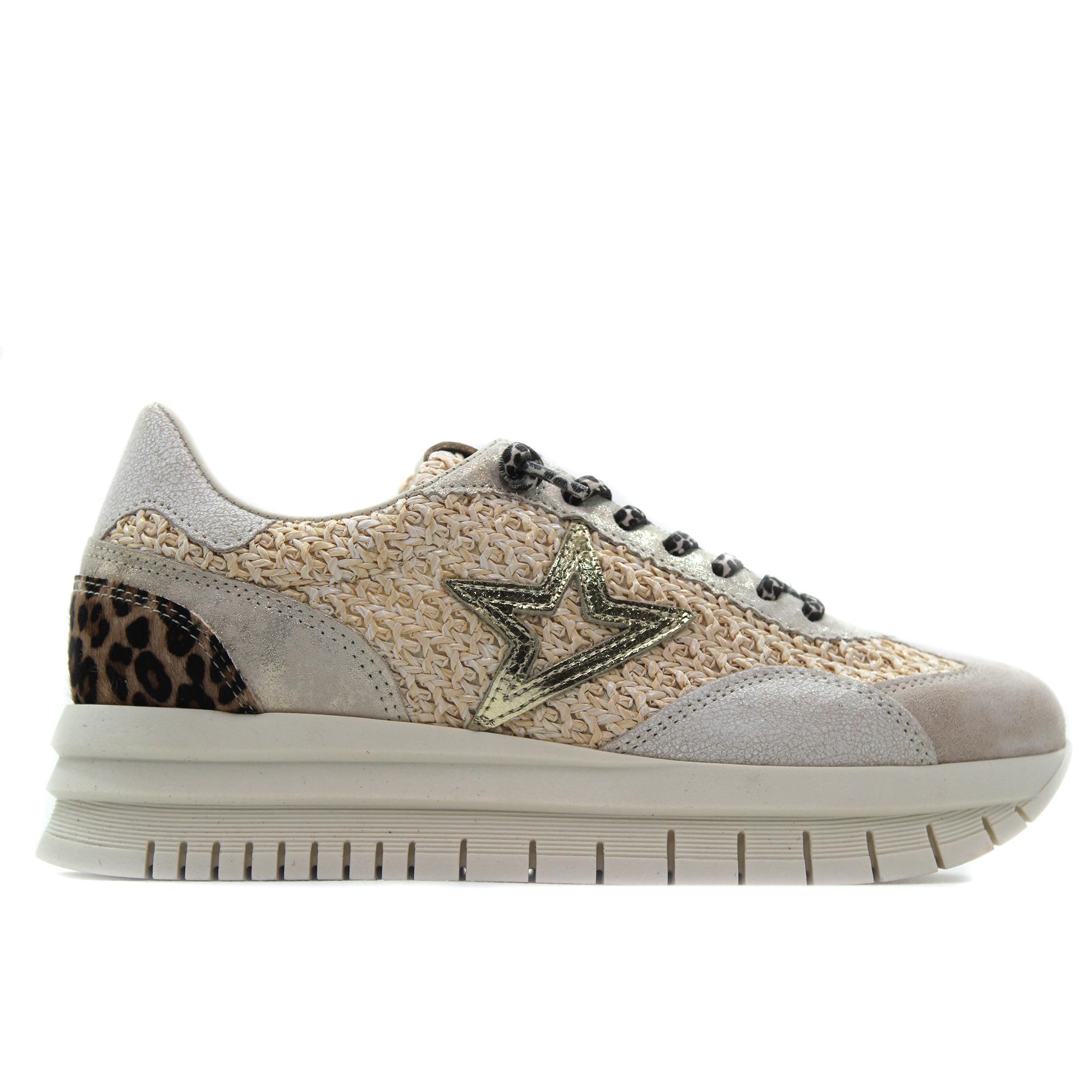 Cetti C-1259 XL Zapatos,sneakers de piel y tela,cordón elástico,plataforma,suela de goma,plantilla extraible,vintage para señora