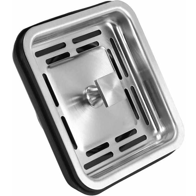 CA Tapón de fregadero cuadrado de acero inoxidable, tapón de cesta para fregadero de cocina