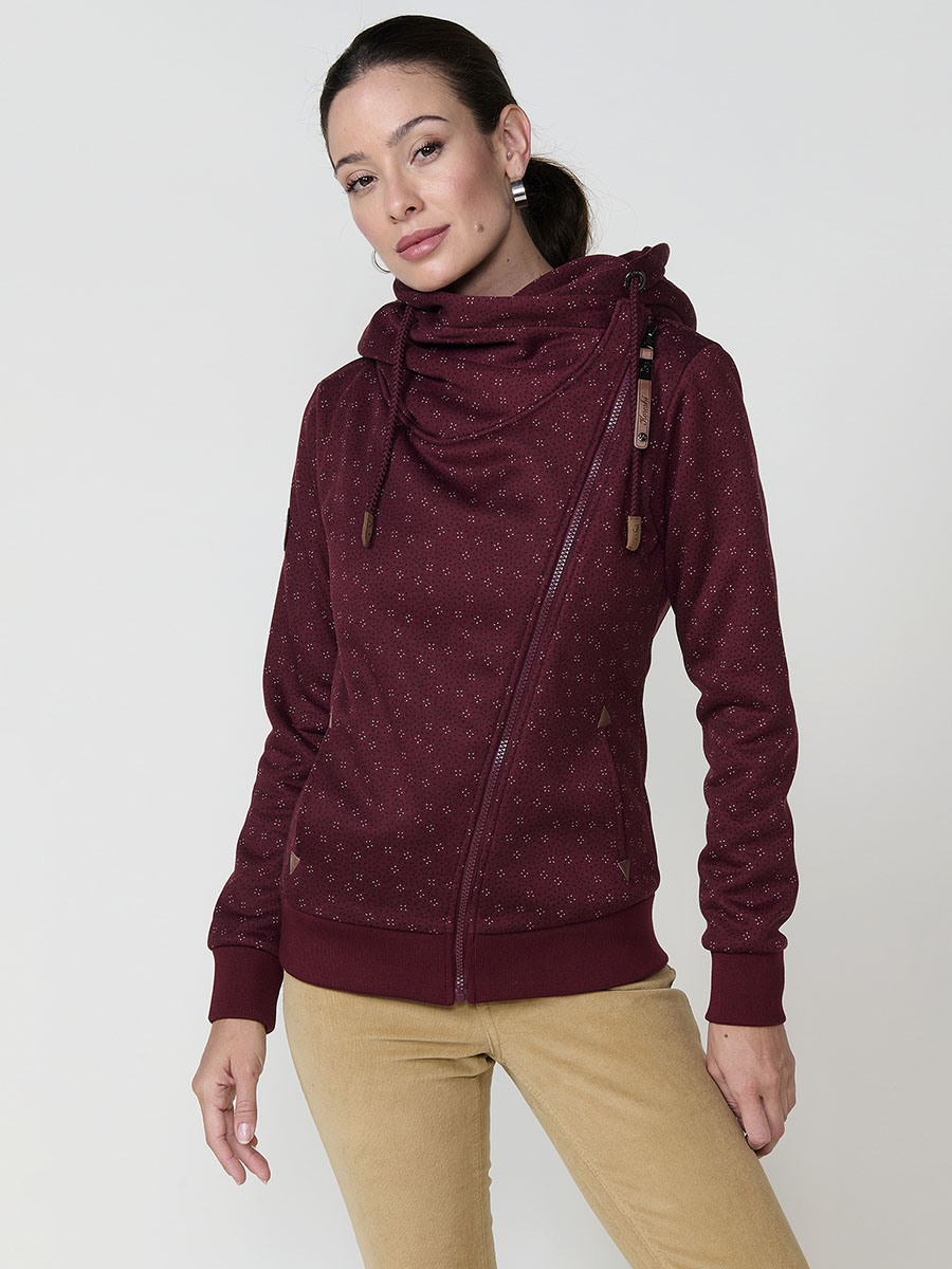 Koroshi - Sudadera con capucha cruzada de felpa y polar interior para mujer, diseño urbano versátil 2522SU02