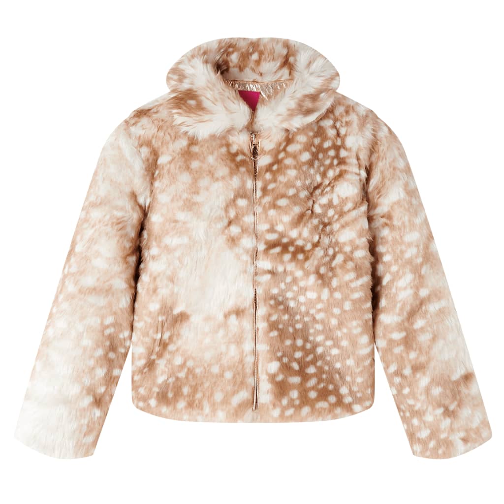 vidaXL Chaqueta infantil de pelo sintético color coñac 104
