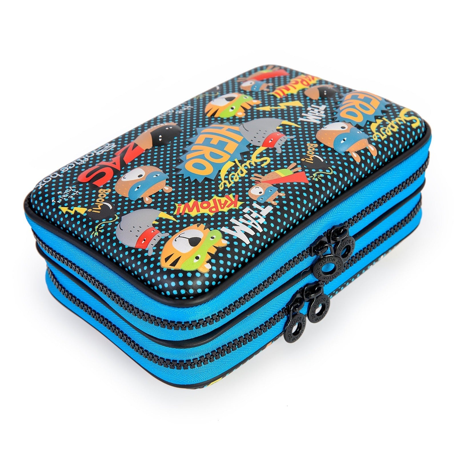 3D Magic - Estuche Tipo Plumier Doble Rígido con Relieve. Hero Negro