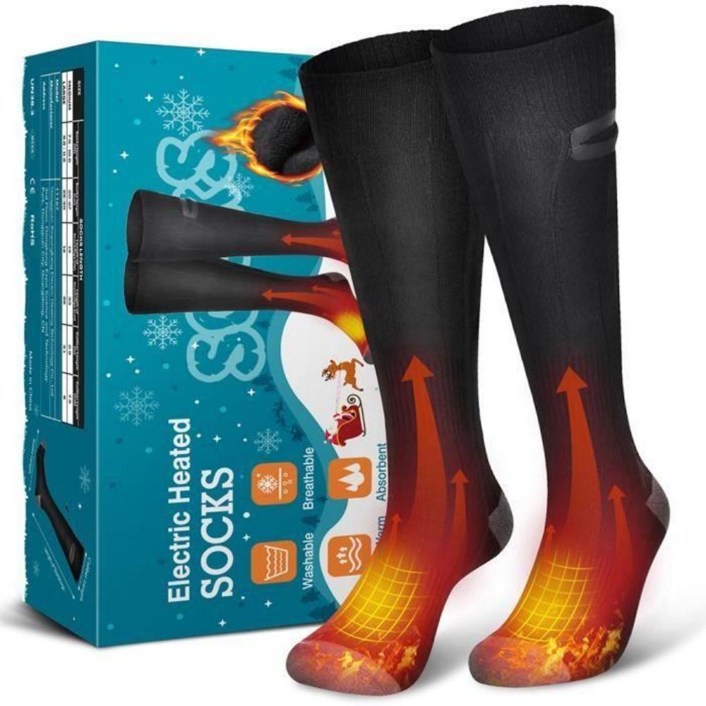 Om Home Calcetines calefactables eléctricos  - USB - 3 velocidades - Para senderismo y esquí - Negro