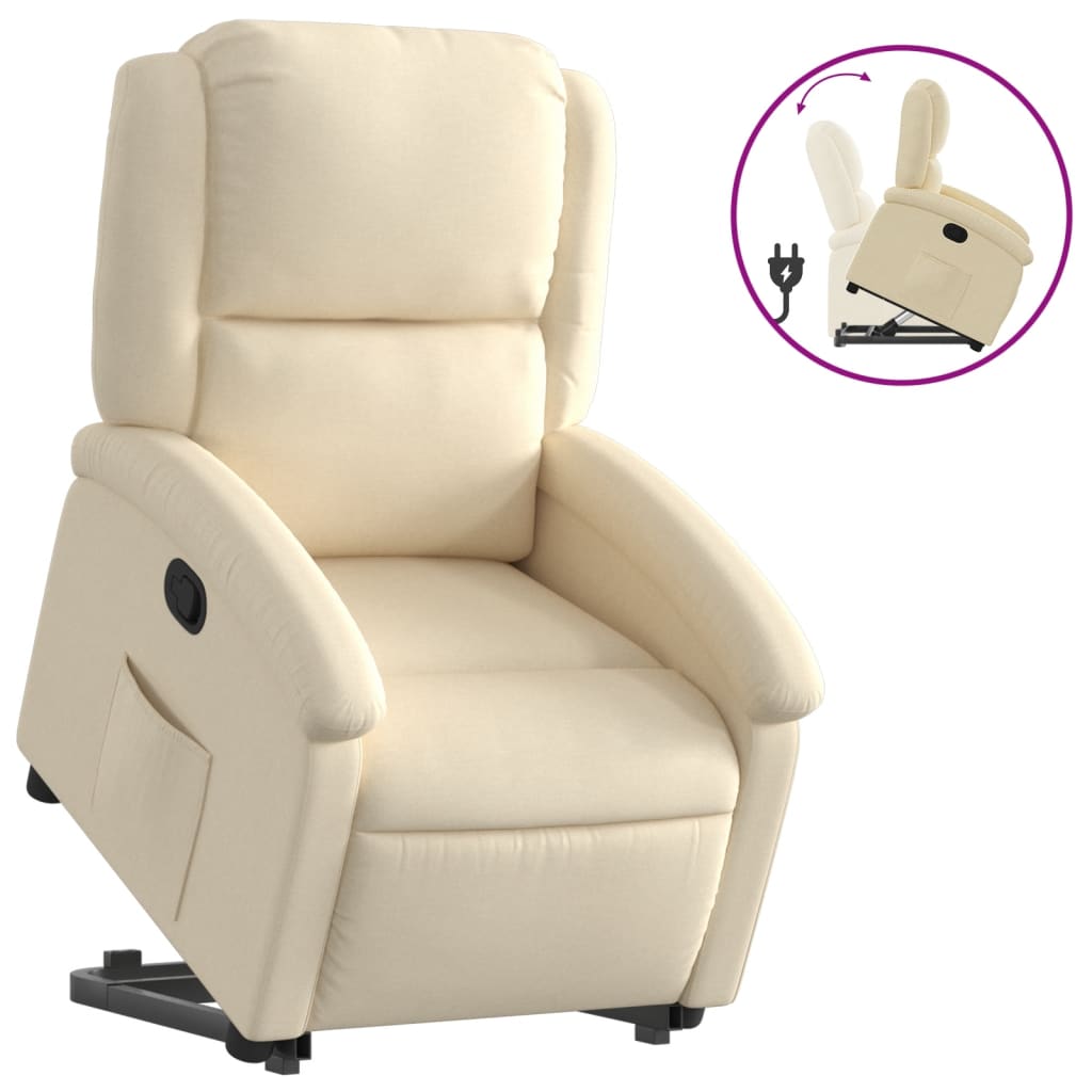 vidaXL Sillón reclinable elevable de tela color crema