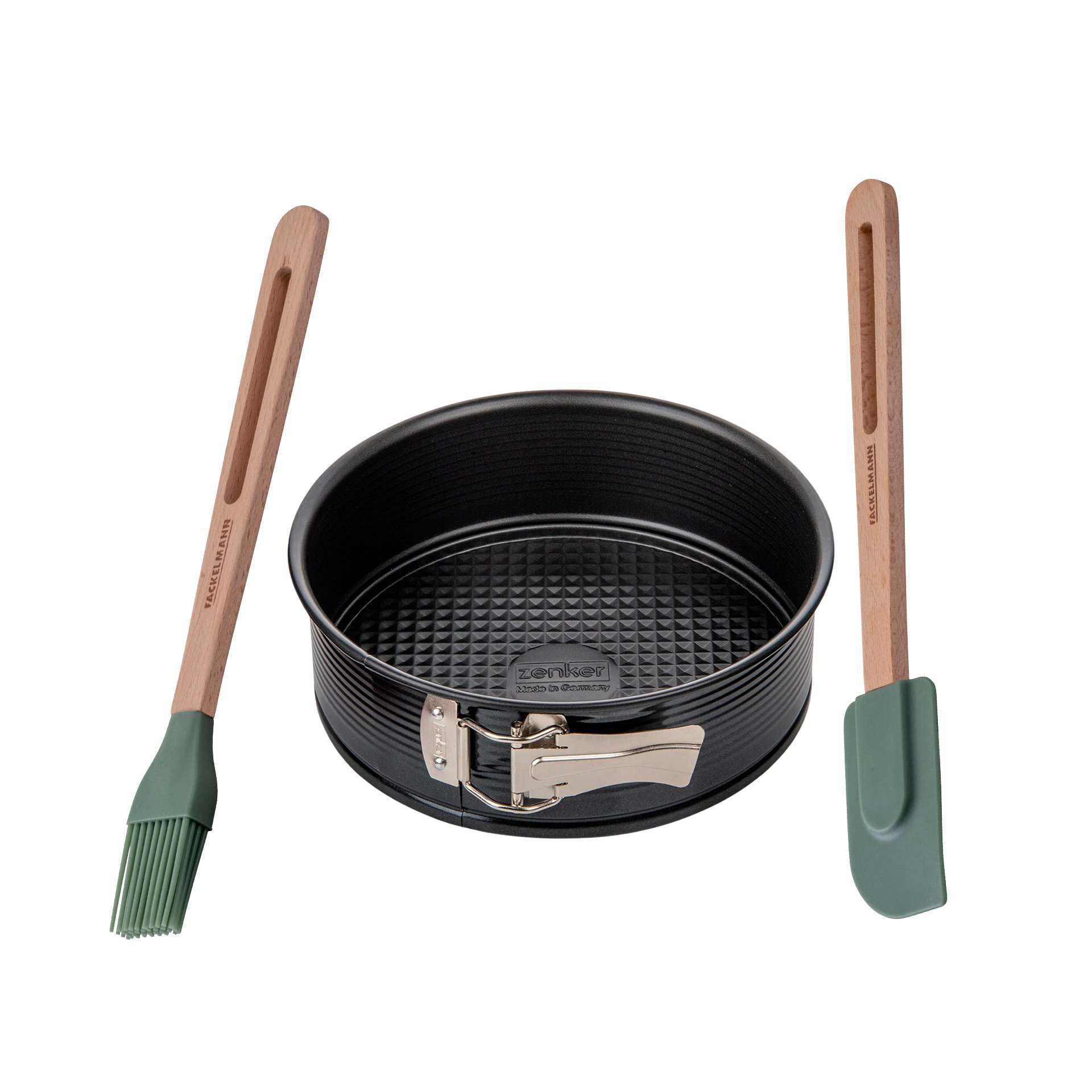 Zenker Set de Repostería, incluye Molde Desmontable Black Metallic 1 Fondo 20 cm, incluye Espátula de Silicona y Pincel de Silicona