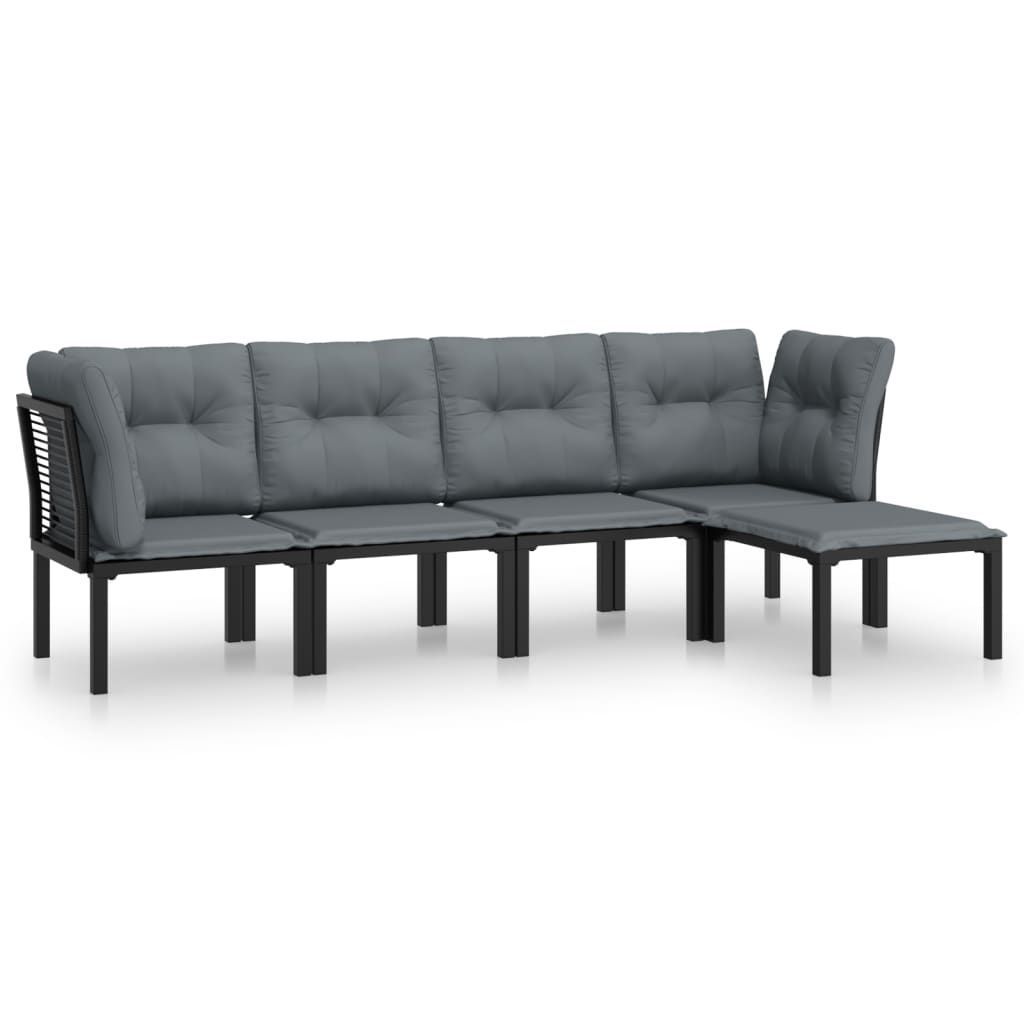 vidaXL Juego de muebles de jardín 5 pzas ratán sintético negro y gris
