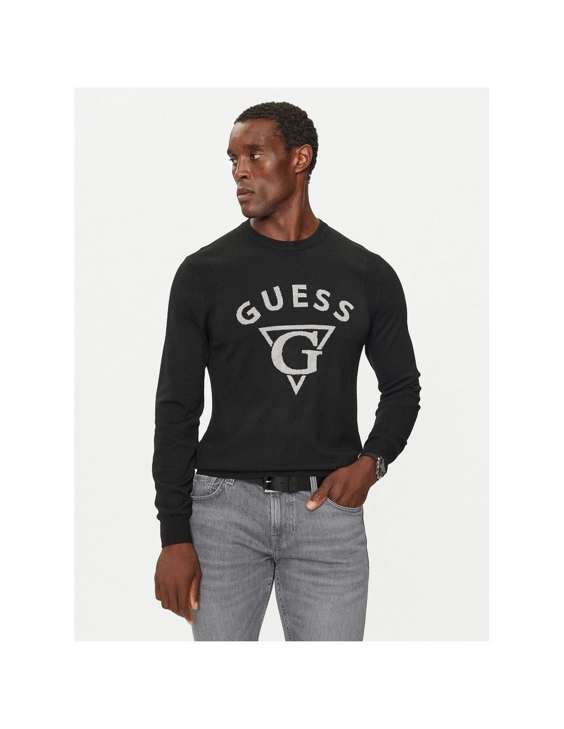JERSEY GUESS EDGAR LS CN LOGO JACQ SWTR NEGRO