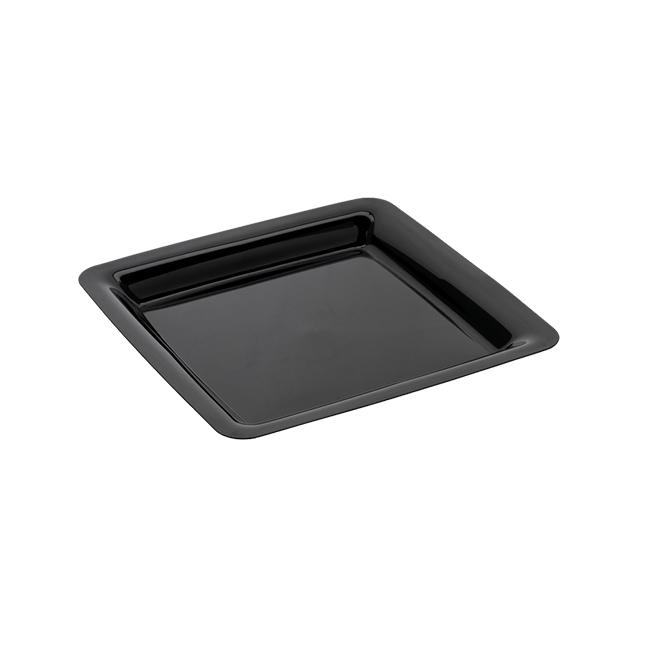 MONOUSO | Plato Reutilizable PP Cuadrado Extra Rigido Negro 18x18cm (20 Uds)