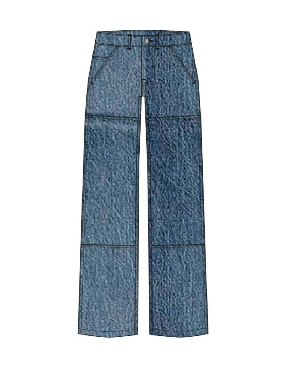 Pantalón vaquero Superdry Carpenter azul Wide para mujer