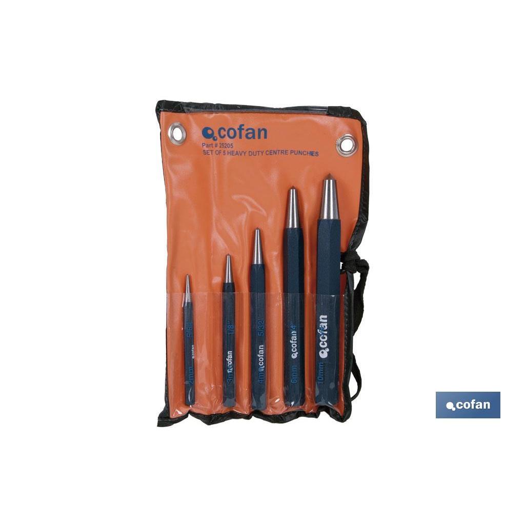 Cofan Conjunto de Granetes de Trazar de Alta Calidad con 5 Medidas Diferentes