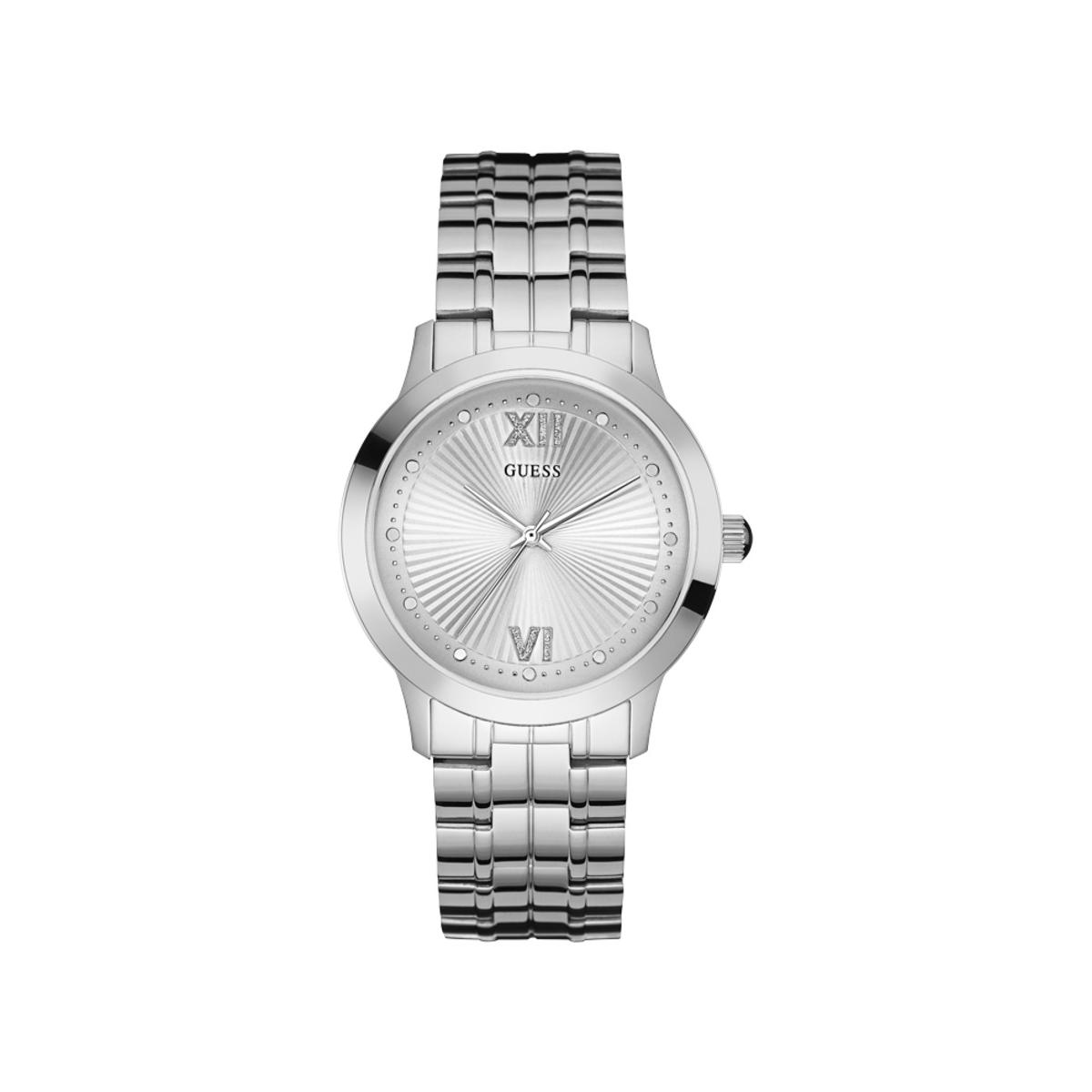 Guess Reloj Mujer Caja De Acero Pulsera Acero De Color Plata Resistente Al Agua 3 Atm W0634l1