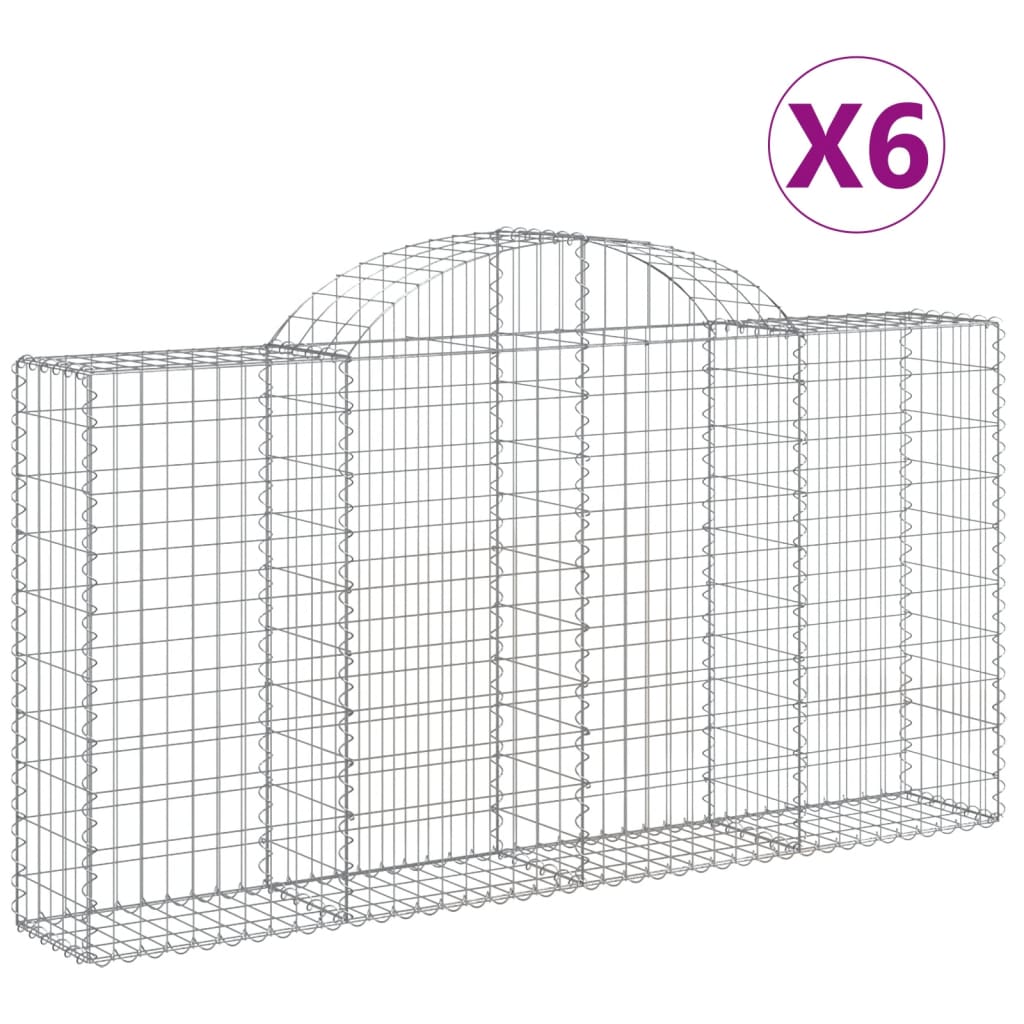 Vidaxl Cestas de Gaviones Arco Hierro 6 Uds 200 X 30 X 40/60 Cm