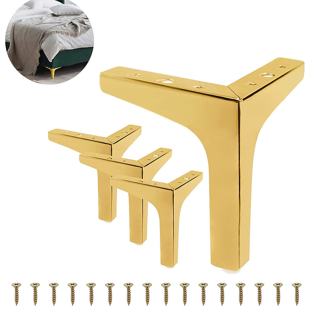 CA Patas triangulares de metal dorado para muebles (4 unidades, 13 cm, con tornillos) - Patas para mesa - Muebles de metal Lou