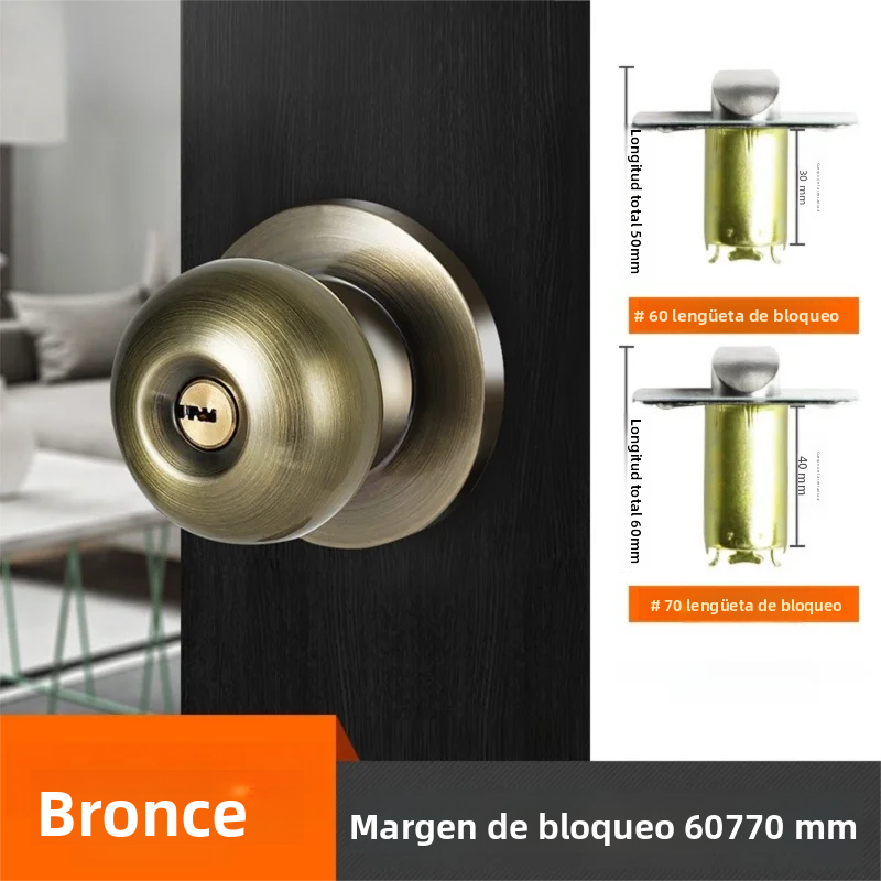 TK Cerradura De Bola Universal Para Hogar En Acero Inoxidable Para Puertas De Madera Antiguas Habitación Baño Estilo Tradicional