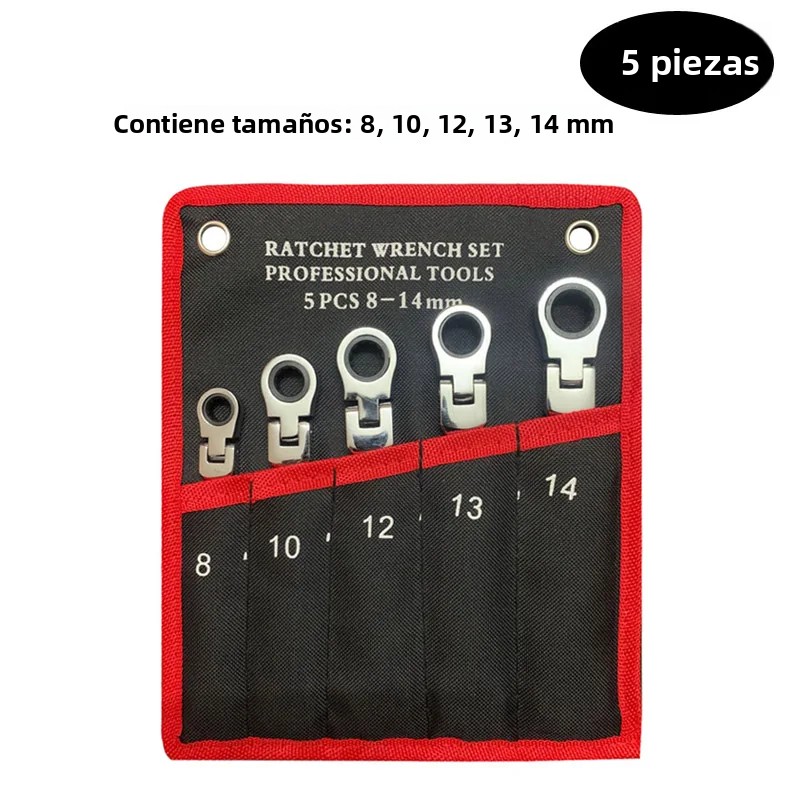 TK Juego De Llaves De Eje Ratchett 5/6/7/12PCS Herramientas De Reparación De Coche Llave De Ajuste Spanner De Acero Cr-V