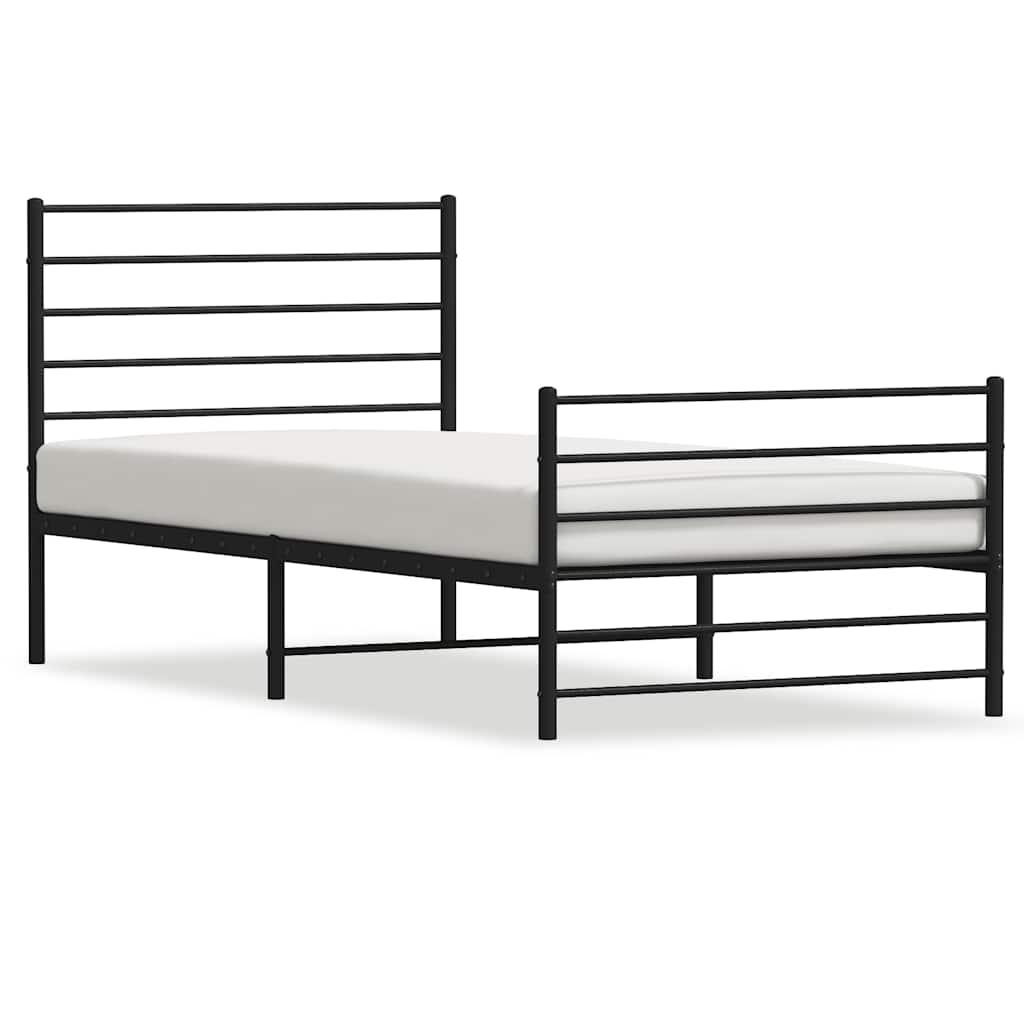 vidaXL Estructura cama sin colchón con estribo metal negro 90x200 cm