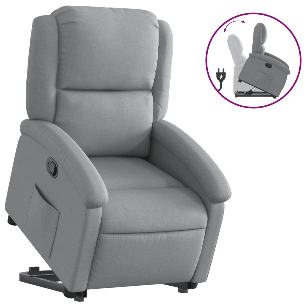 vidaXL Sillón reclinable elevable de tela gris claro