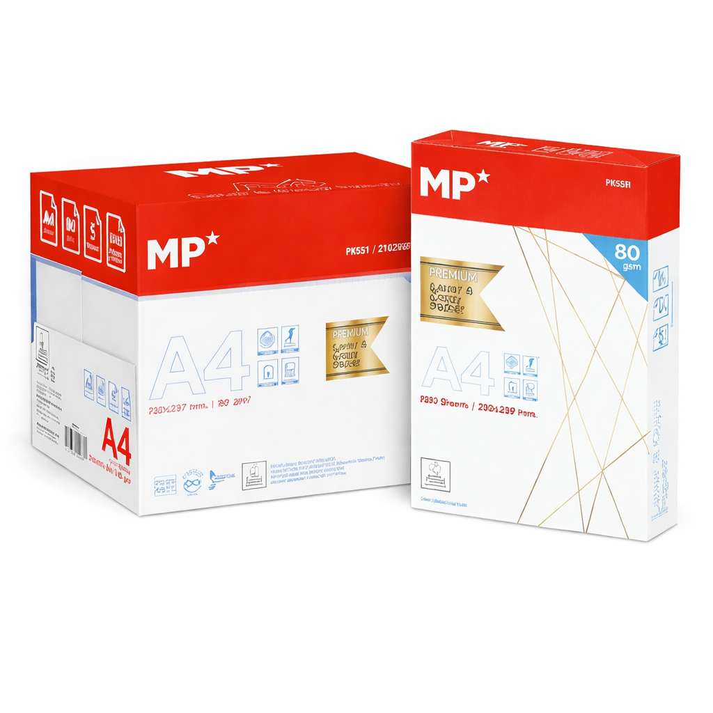 MP - Folios A4 80gr 2500 Hojas Premium, Papel A4 Material Oficina y Papeleria, Material Escolar, 5 Paquete Folios Blancas, Din A4 Imprimir