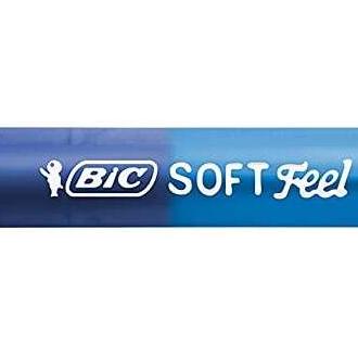 Bic soft feel boligrafo retractil - punta media de 1mm - cuerpo translucido con grip - color azul (12 uds)