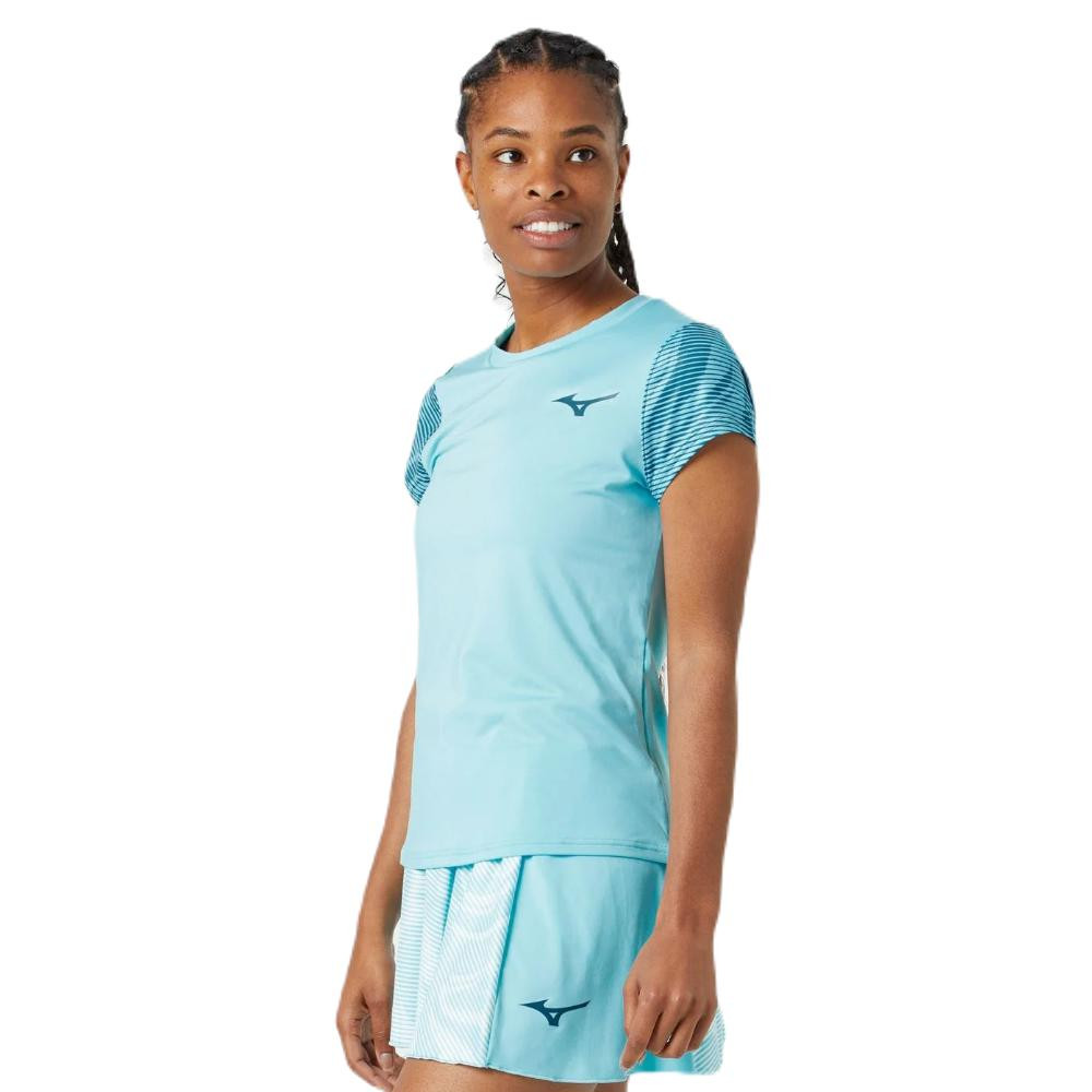 Camiseta Mizuno Tennis Charge Printed Wos Azul Glow Padel Tenis T Shirt 62Gab201-19