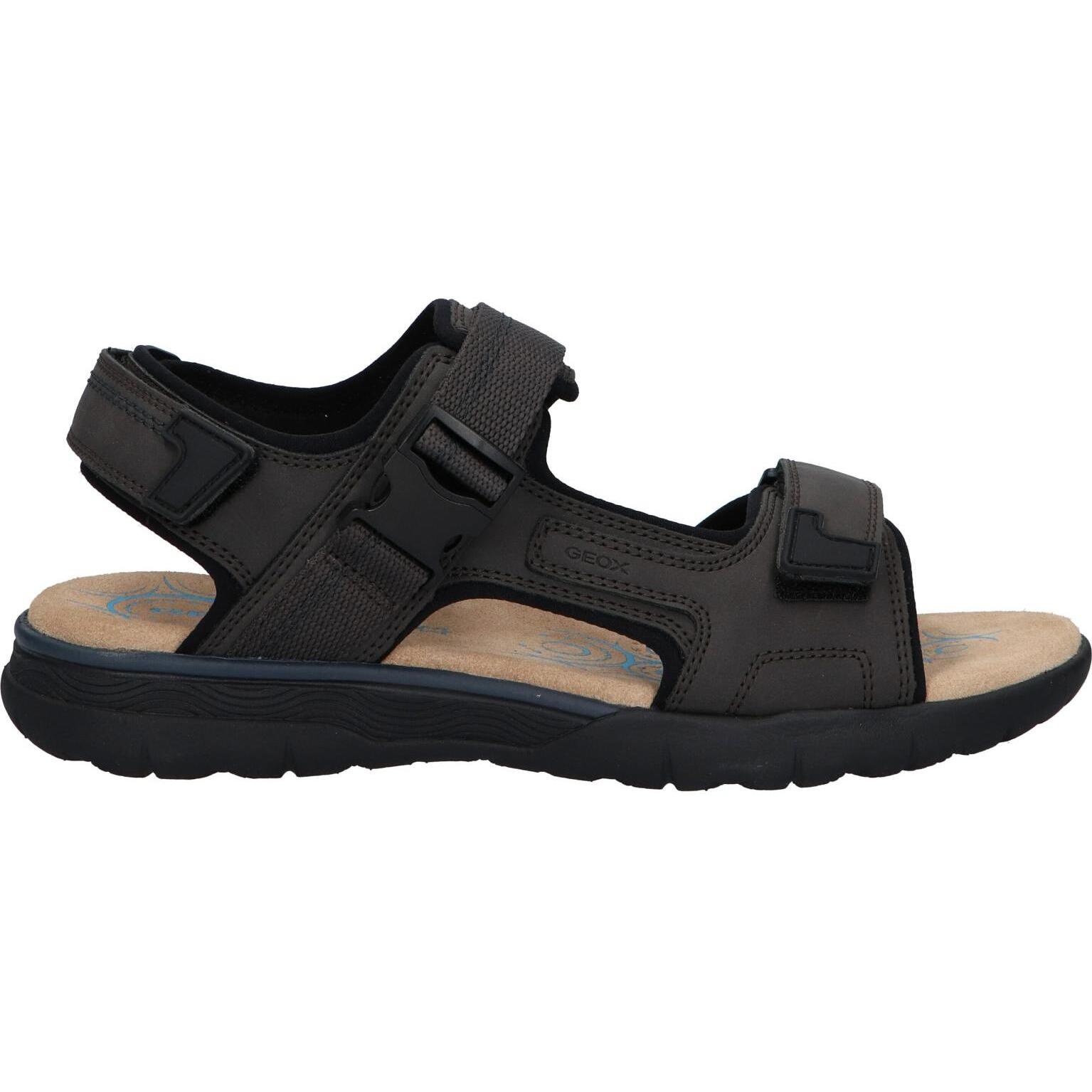 Geox U55ELB 000EK U SPHERICA EC5 C6024 DK COFFEE men's sandals made of imitation leather with a cushioned insole and flexible non-slip sole, perfect for warm weather outings and comfortable wear.