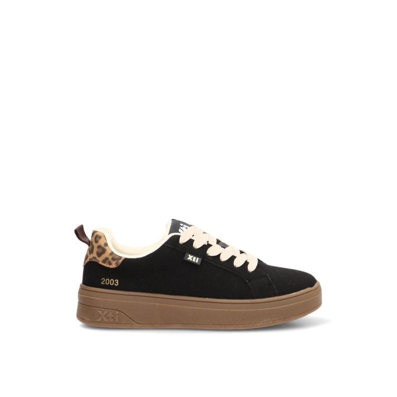 Zapatillas Casual Xti - Mujer - Suela Doble - Modelo 146270 - Color Negro