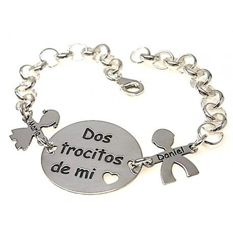 Pulsera De Plata Personalizada  Dos Trocitos De Mi