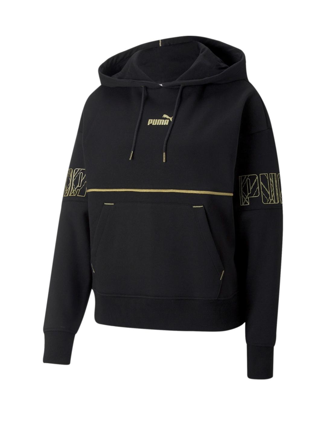 sudadera puma power deco glam negro de mujer.