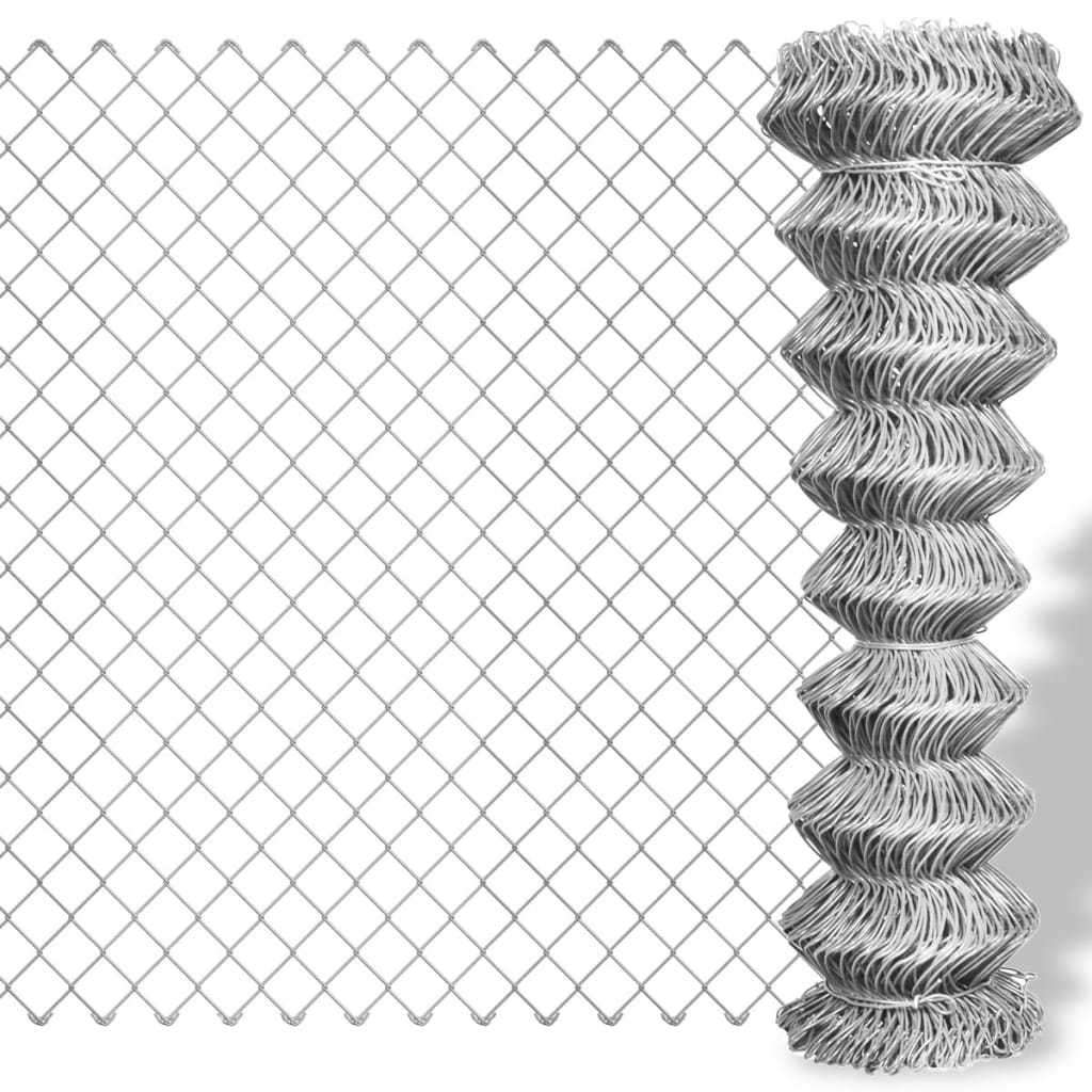 vidaXL Valla de tela metálica acero galvanizado plateado 25x1,25 m
