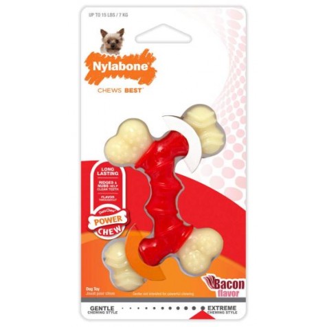 Nylabone – Juguete Nylabone para perros Extreme Chew Double Bone. Blanco / Rojo