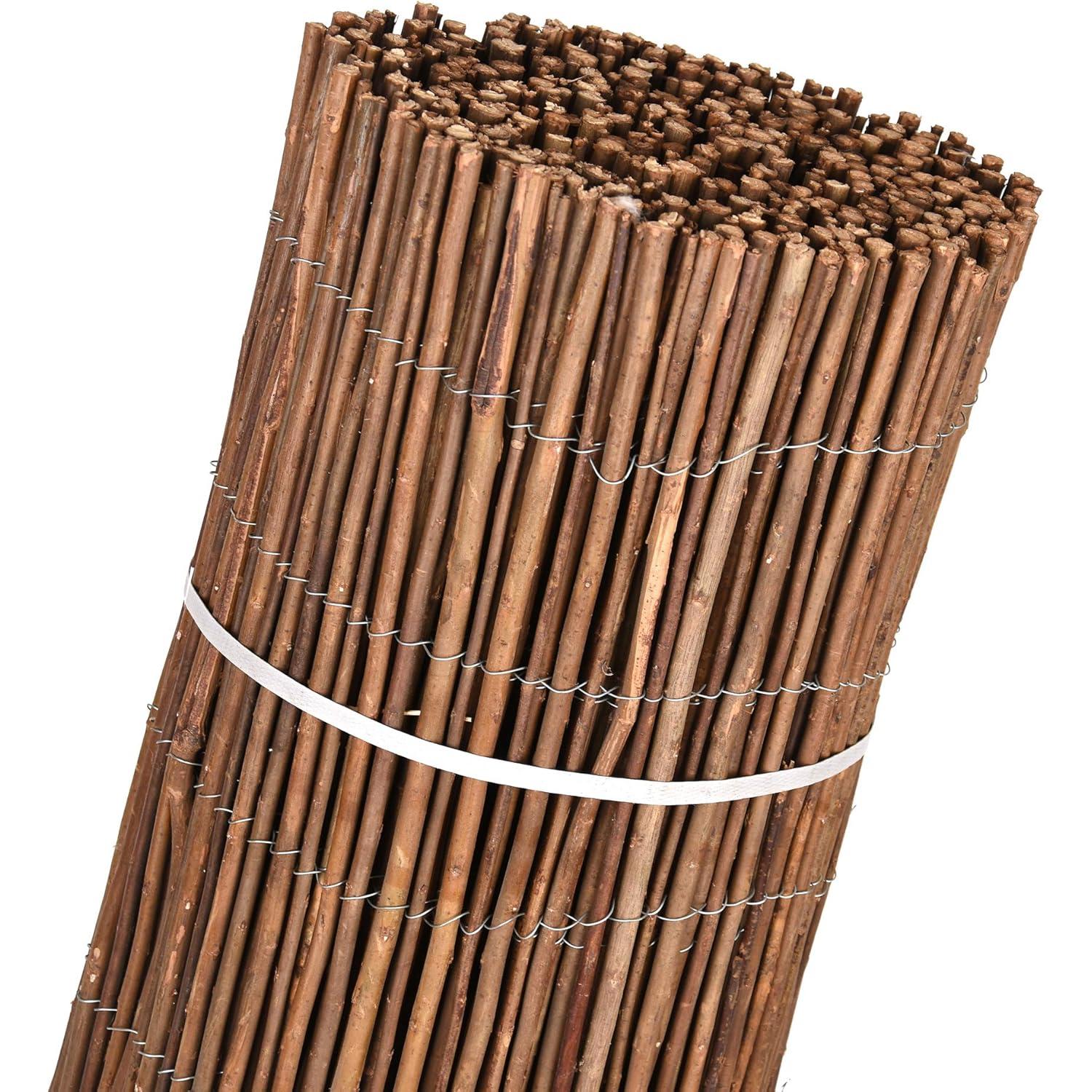 Valla de Mimbre Gruesa  | Cañizo Jardin natural | Cerramiento de Mimbre 85% Ocultación | Valla Decorativa de Mimbre natural