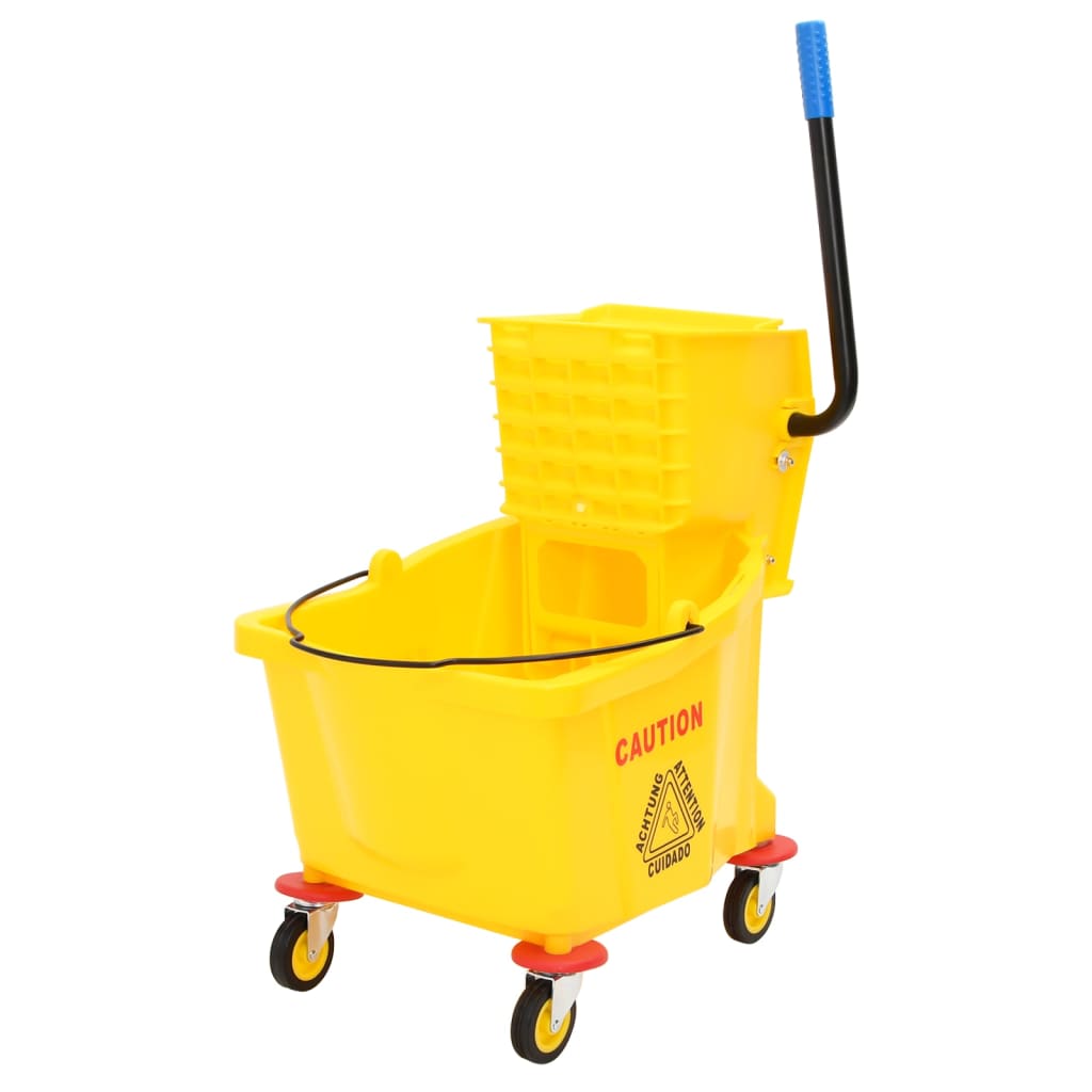 vidaXL Cubo para fregona con escurridor y ruedas PP amarillo cubo Dimensiones 43x27x67 cm (20 L), 60x40x94 cm (36 L)