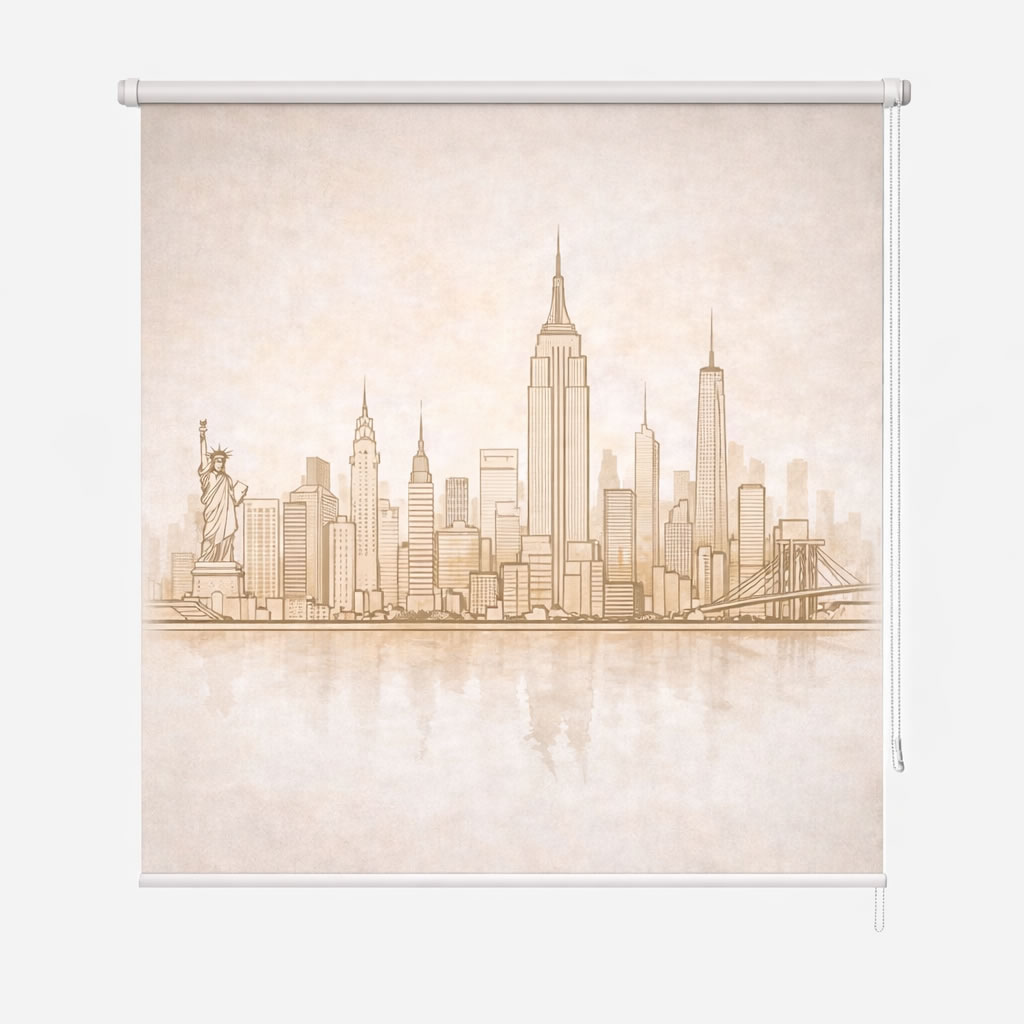 Estores Iroa- Estor Enrollable Decorativo Nueva York Skyline – Estor de Ciudad Translúcido