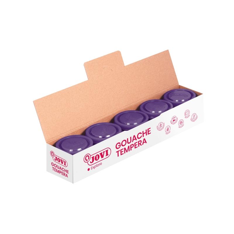 Jovi bote de tempera escolar - 35ml - colores mezclables - para papel, cartulina, madera, tela, pasta de modelar y fango - uso con pincel, rodillo o espatula - color morado (5 uds)