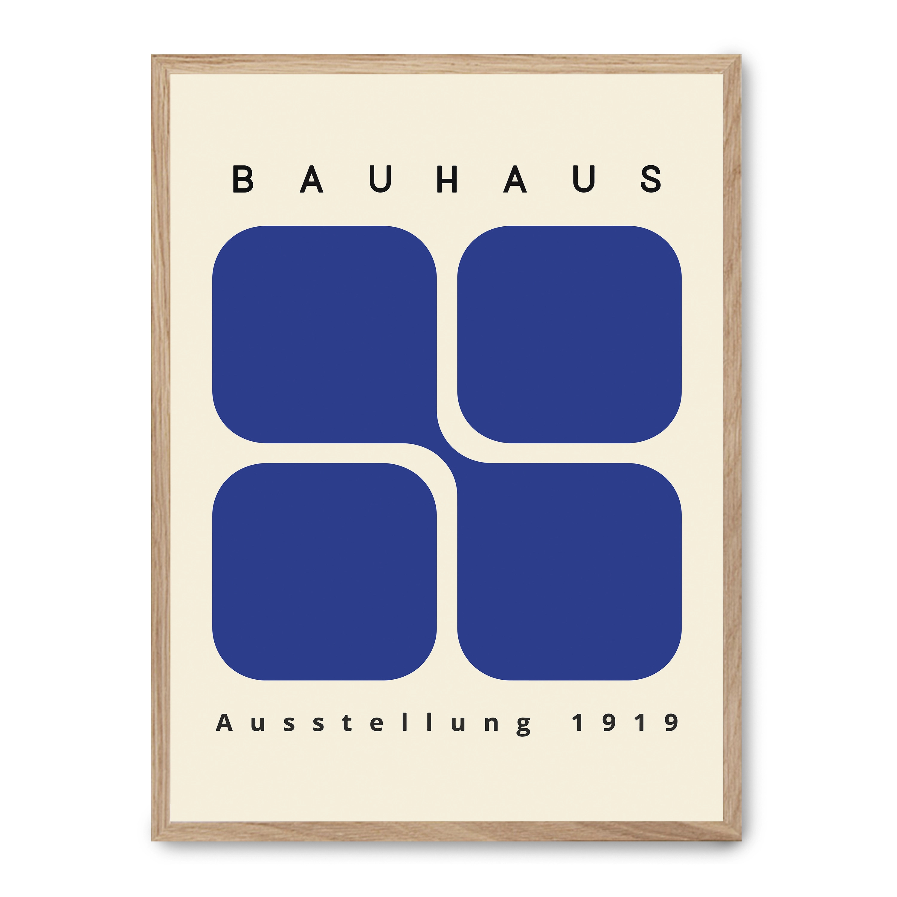 Lámina con marco negro BAUHAUS BLUE FORMS III 21x30 cm, Póster impreso en papel de primera calidad de 180gr, montado sobre marco de madera MDF acabado en negro., Arte - Bauhaus