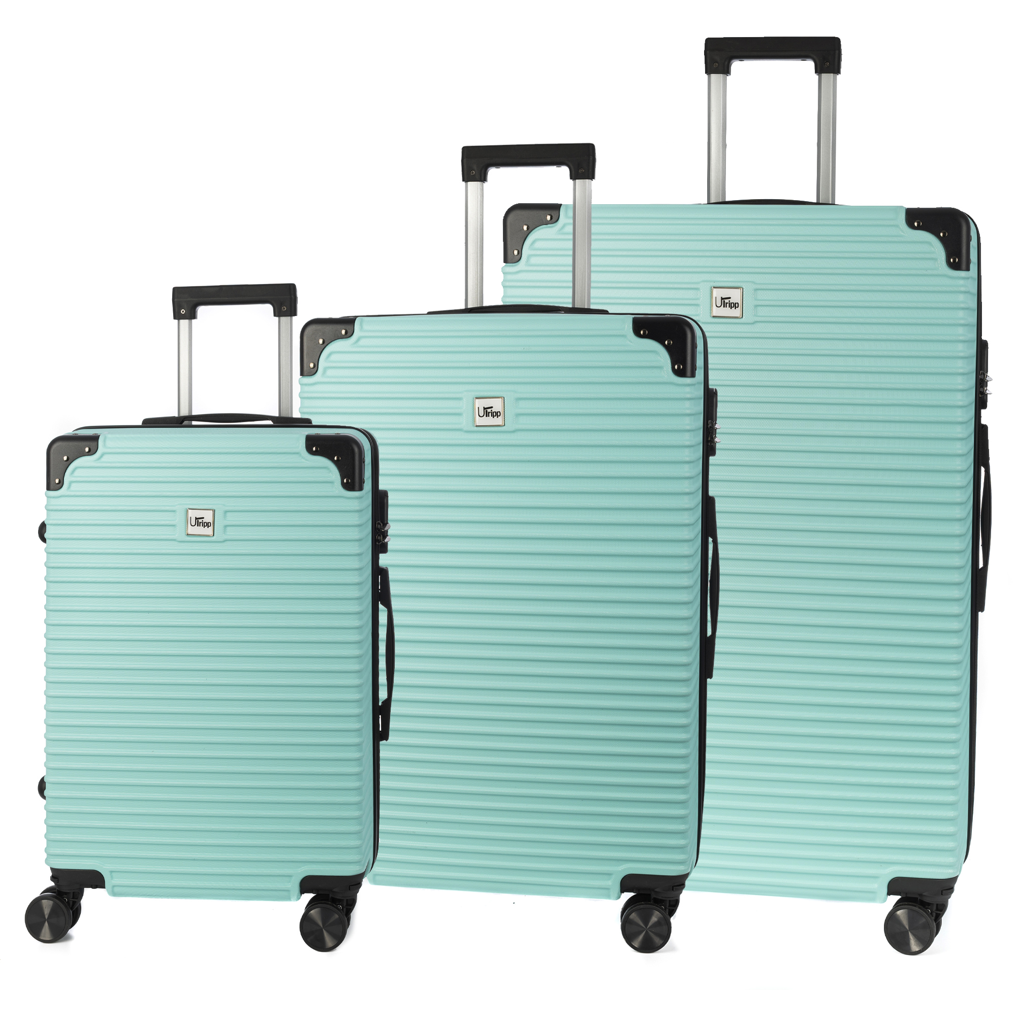 DAM.Juego de 3 maletas Trolley, en material ligero ABS de alta resistencia con esquinas reforzadas. Cerradura numérica y 4 ruedas dobles extraíbles y giratorias 360°. 54x32x80cm