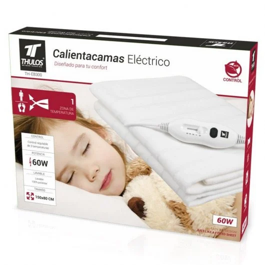 Calientacamas electrico thulos 60W - CALIENTA CAMAS - TAMAÑO 150X80 - 100% POLIESTER- APTA PARA LAVADORA - THULOS  - MODELO TH EB300
