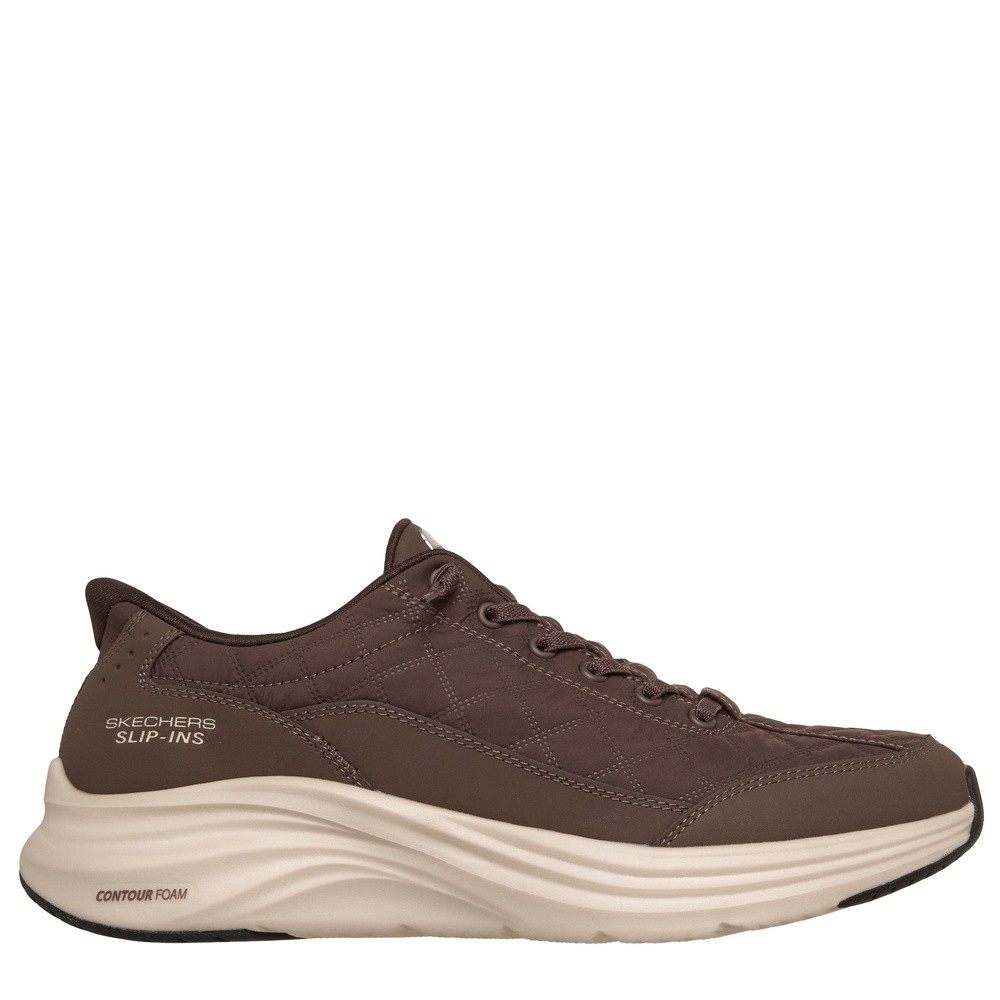 Cómoda  CONTOUR FOAM COZY FIT marrón: zapatilla Skechers con plantilla Air Cooled Memory Foam, talón Heel Pillow y suela de goma flexible para caminar sin rozaduras. ¡Cómpralas ahora! Altura Tacón bajo (1-3 cm) Referencia